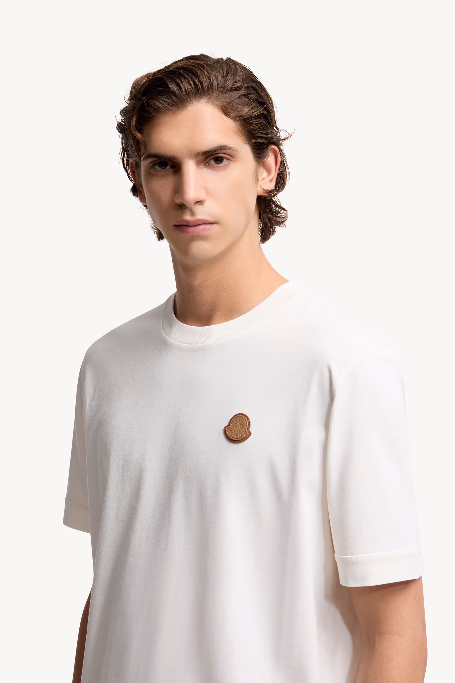 Logo Patch Cotton T-Shirt Men White Moncler 4